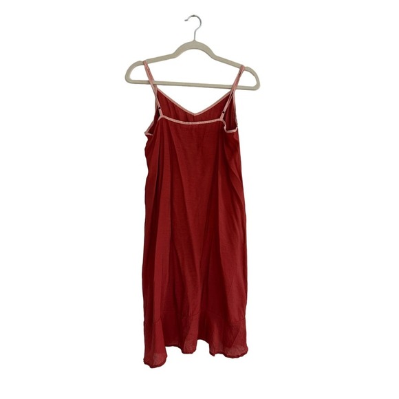 LACA USA Burnt Orange Slip Dress Ruffle Hem Size Small Y2K Babydoll Lagenlook - Picture 2 of 5